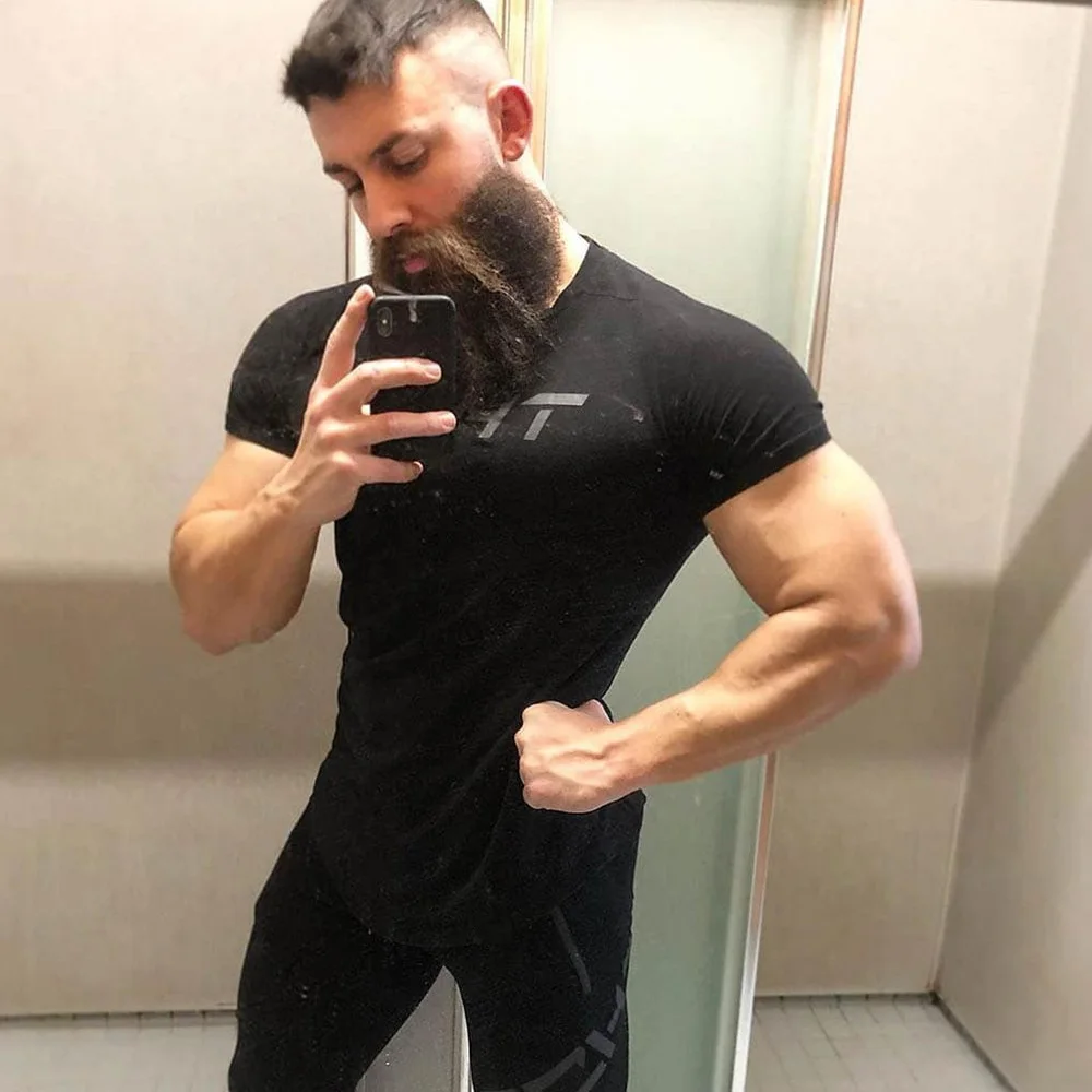 Спортивная хлопковая футболка для фитнеса, мужская спортивная футболка для бега, бодибилдинг, спортивные лосины, летняя футболка, Мужская тренировка бега трусцой, футболки