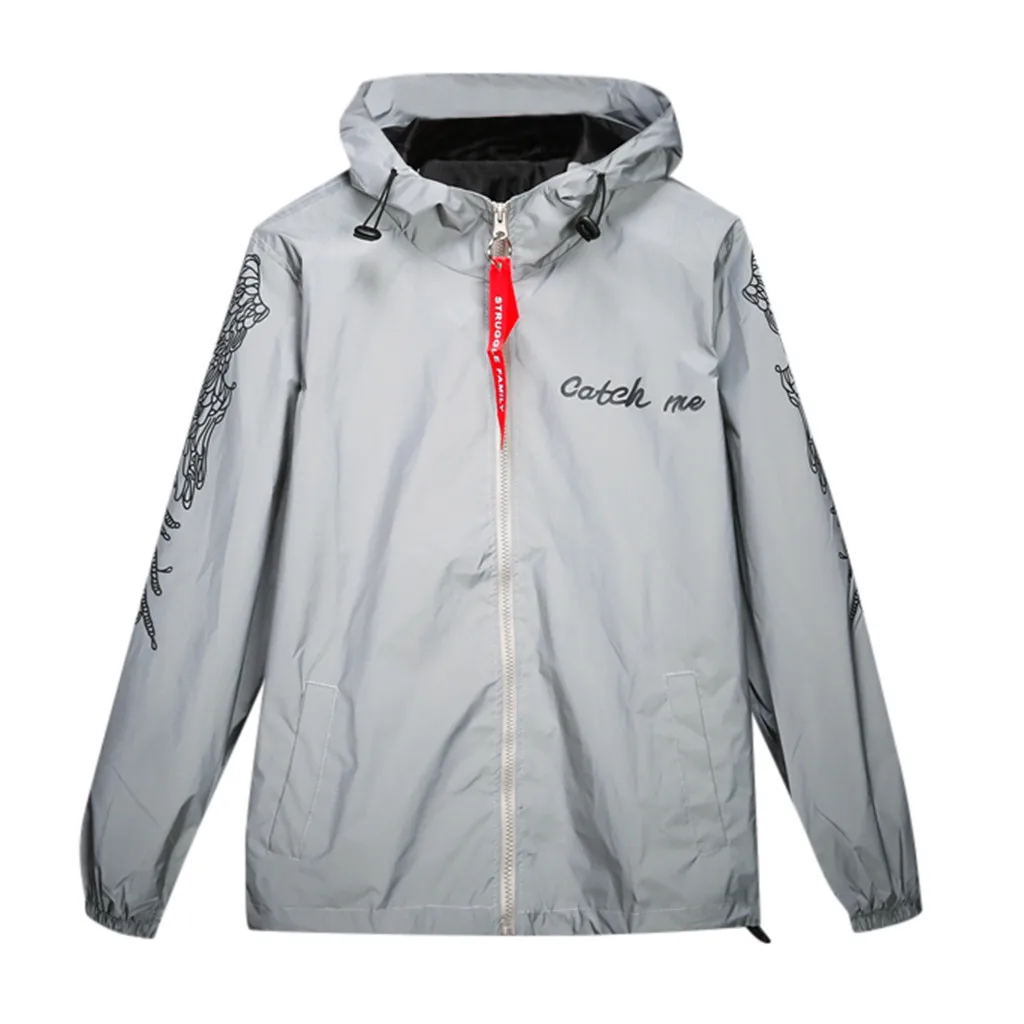 Светоотражающая ветровка Feitong для мужчин и женщин уличная куртка с капюшоном в