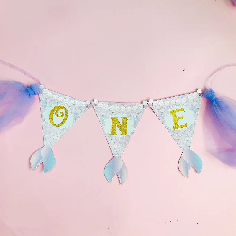 Тема русалки для маленьких девочек на первый день рождения гирлянда стул баннер