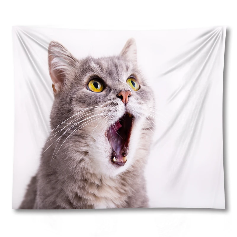 

Funny Cat Tapestry Wall Hanging Living Room Decor Large Size Hang Blanket Camping Throw Beach Towel Customize Size Pattern
