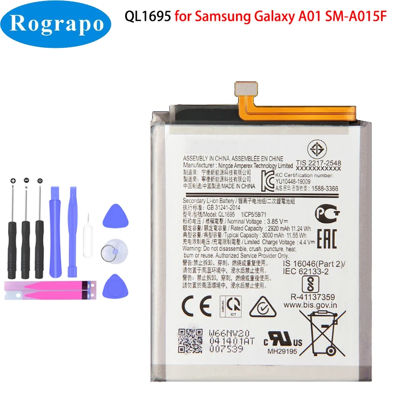 

New Original QL1695 Battery For Samsung Galaxy A01 A015 A015F A015G A015DS Genuine 3000mAh Mobile Phone