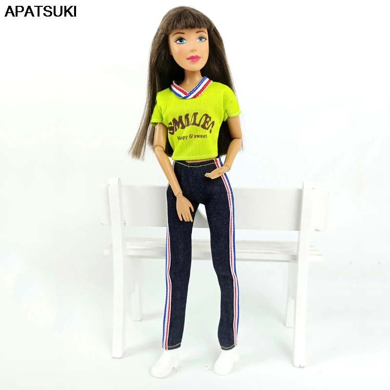 Зеленая Спортивная Одежда для куклы Барби одежда спортзала йоги зеленые Топы +