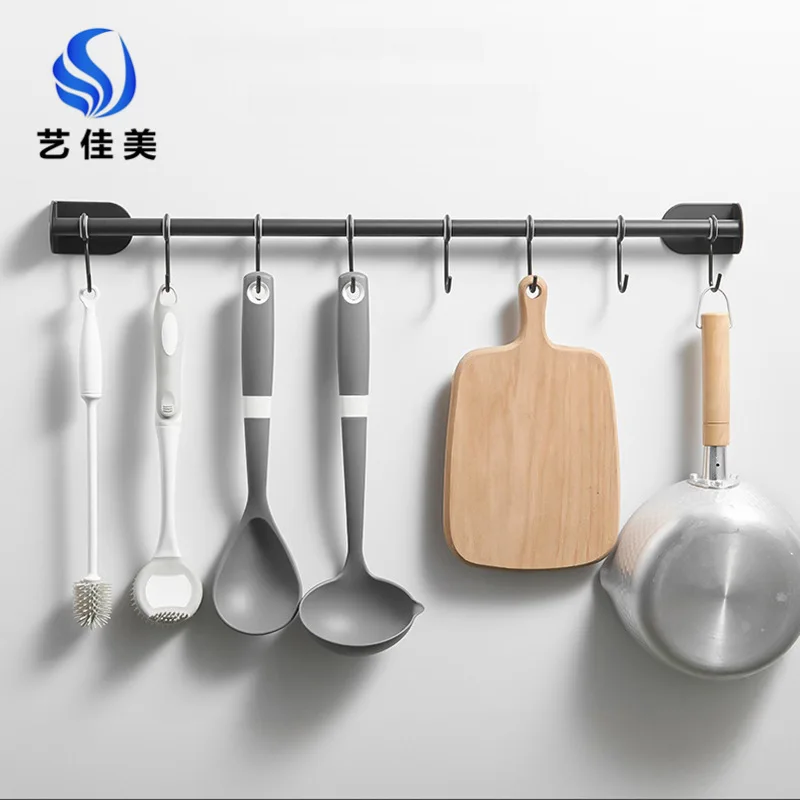 

Punch-free stainless steel kitchen row hook wall hanging spoon shovel storage rack kitchen hook kitchenware home organize