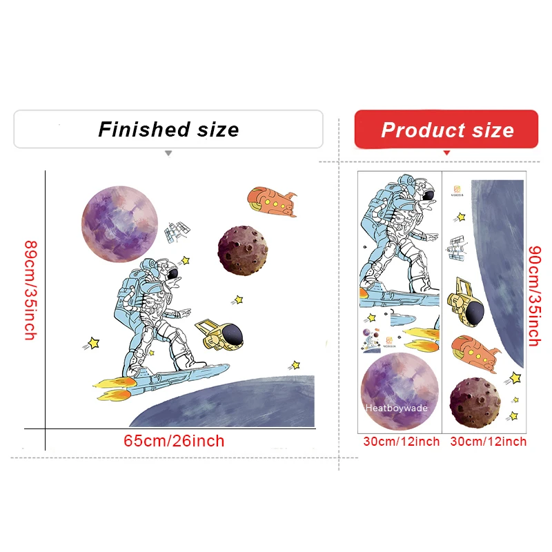 Мультяшная космическая планета астронавт Настенная Наклейка для детской