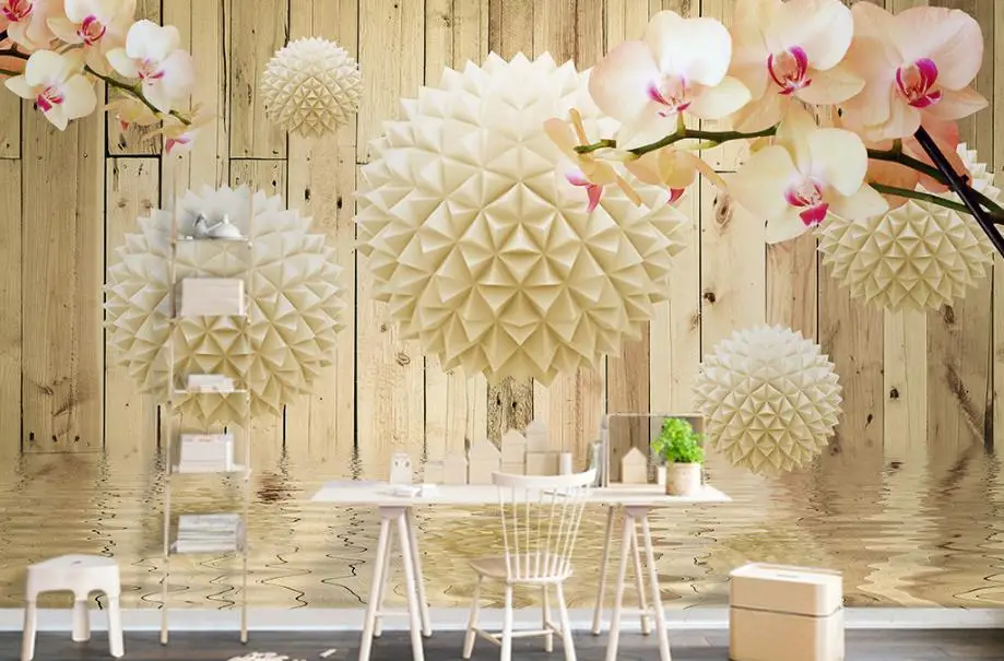 

wallpaper 8d Round ball, orchid, water pattern wall paper for living room bedroom modern