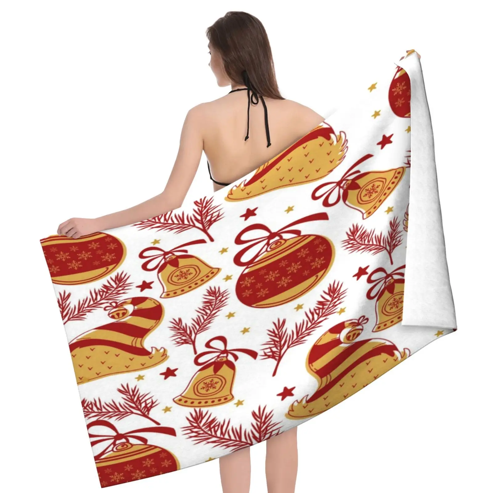 Cute Christmas Pattern Beach Towel XL Bath Personalized Design Sand Cloud Luxury Towels for Adults | Дом и сад