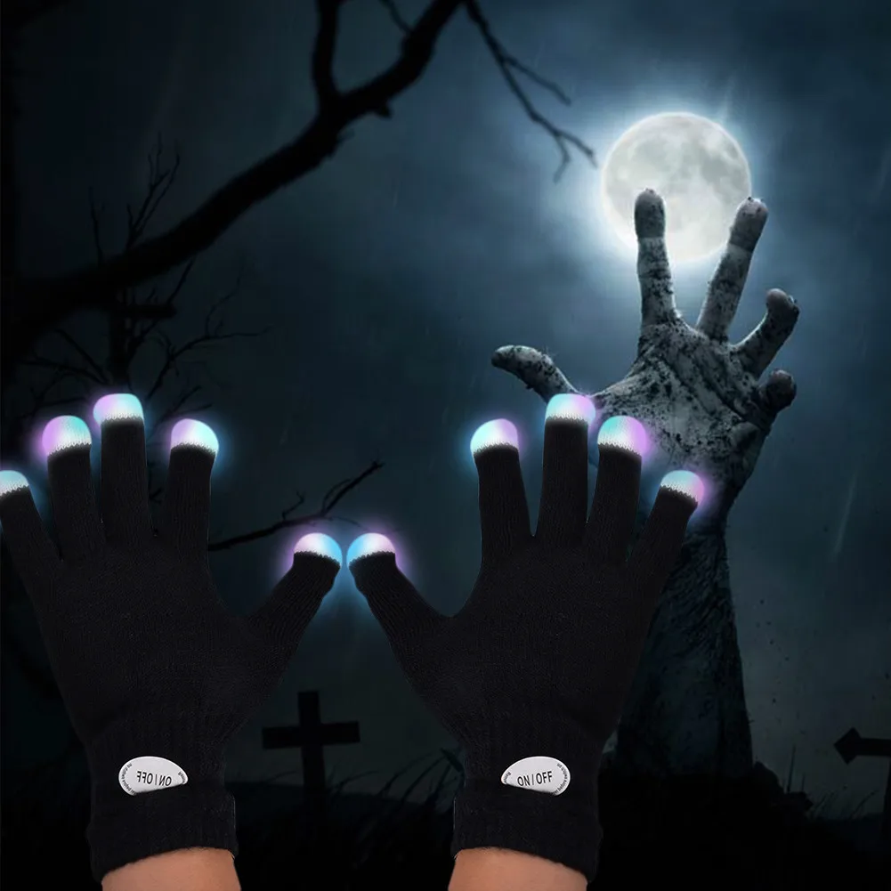 Перчатки для Хэллоуина светодиодный светящийся макияж вечерние реквизит