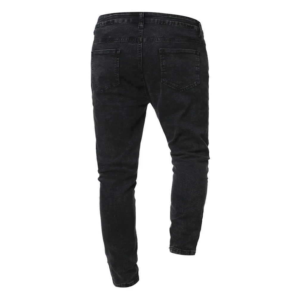 

Top Selling Product In 2020 Men's European Code Foreign Trade Men's Fashion Snowflake Slim Solid Color Jeans