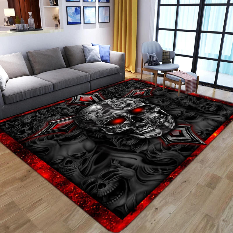 

Horror Halloween Door mat Skulls 3D printed Rugs soft flannel floor Mats Nordic Home Decor Large Carpets for Living Room Bedroom