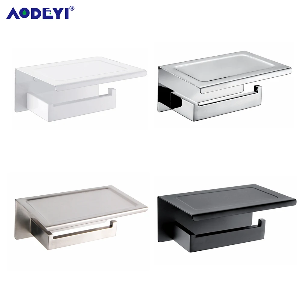 toilet paper holder wall mount tissue roll hanger 304 stainless steel phone platform bathroom hardware set black chrome gold free global shipping