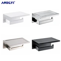 Toilet Paper Holder Wall Mount Tissue Roll Hanger 304 Stainless Steel Phone Platform Bathroom Hardware Set Black Chrome Gold