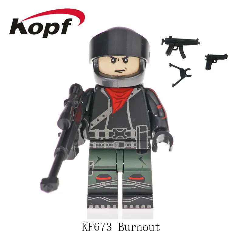 KF673 Without Box Одиночная строительных блоков с металлическим оружейным стрелком игра небо лиса выгорание Белый Костюм Фигурки для детей Коллекция игрушек KF671 - Color: KF673 Without Box