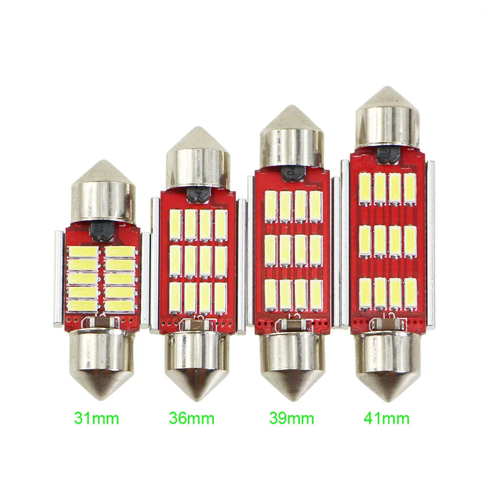 10 шт. светодиодные лампы 31 мм 36 39 41 C5W C10W Сверхъяркие 3014 SMD Canbus без ошибок для салона