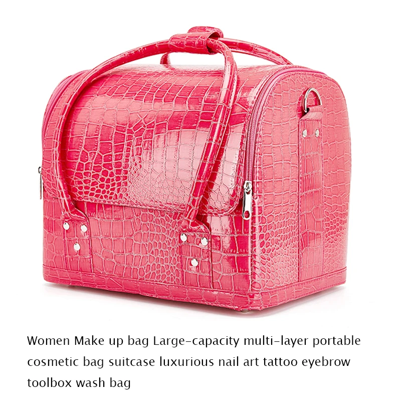 Женская косметичка вместительная Многоуровневая портативная чемодан роскошная