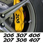 6 шт. наклеек на тормозной суппорт автомобиля, термостойкие наклейки для Peugeot 208, 207, 308, 206, 307, 407, RCZ основных, 3008, 108, автомобильные аксессуары