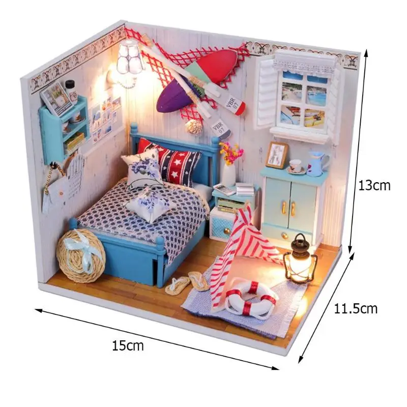 

Wooden 3D Dollhouse Villa Model DIY Doll House Furniture Miniature Cherry Tree Doll House For Children Grownups Birthday Gift