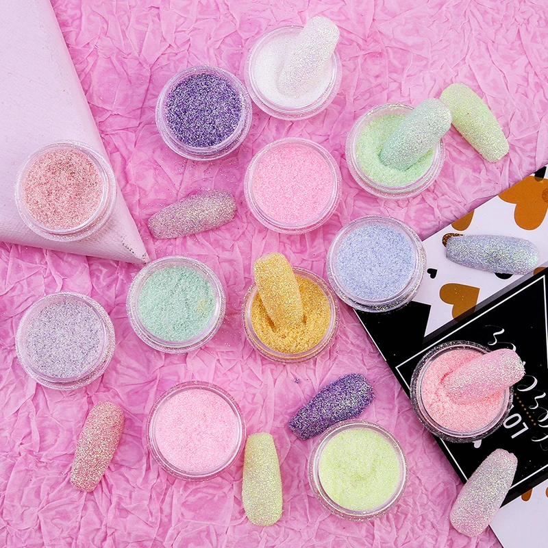 Блестящий сахарный песок для дизайна ногтей набор Русалка трение светящийся