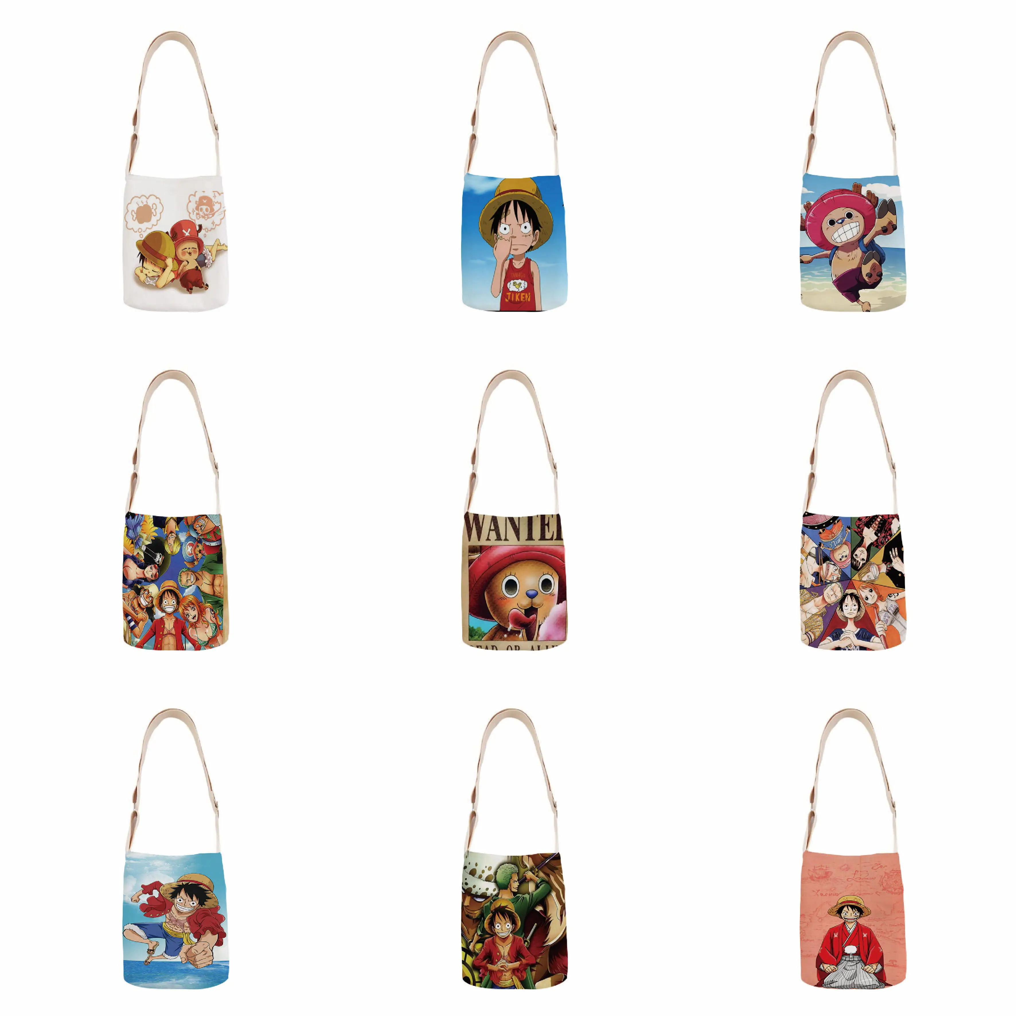 

Cartoon anime shoulder bag cotton and linen mini bag simple mini messenger casual bag
