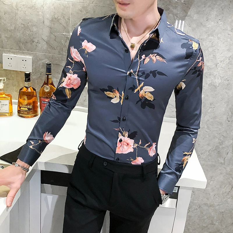 Фото Рубашка мужская с длинным рукавом модная повседневная - купить