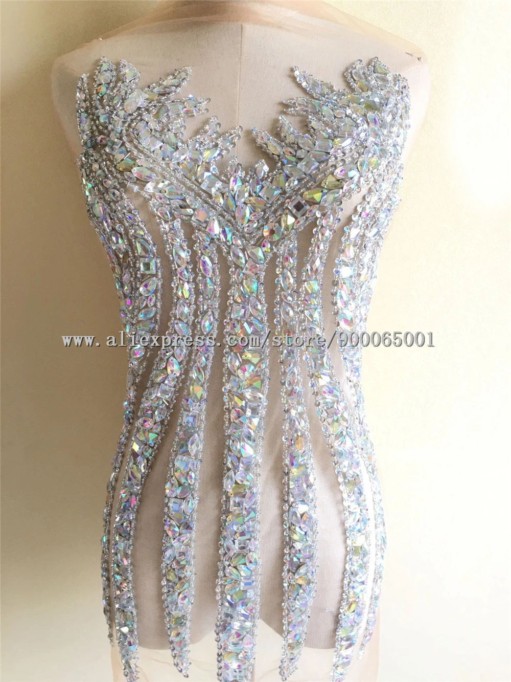 Стеклянные нашивки Sparkel AB с блестками для шитья аппликация из тяжелых бусин