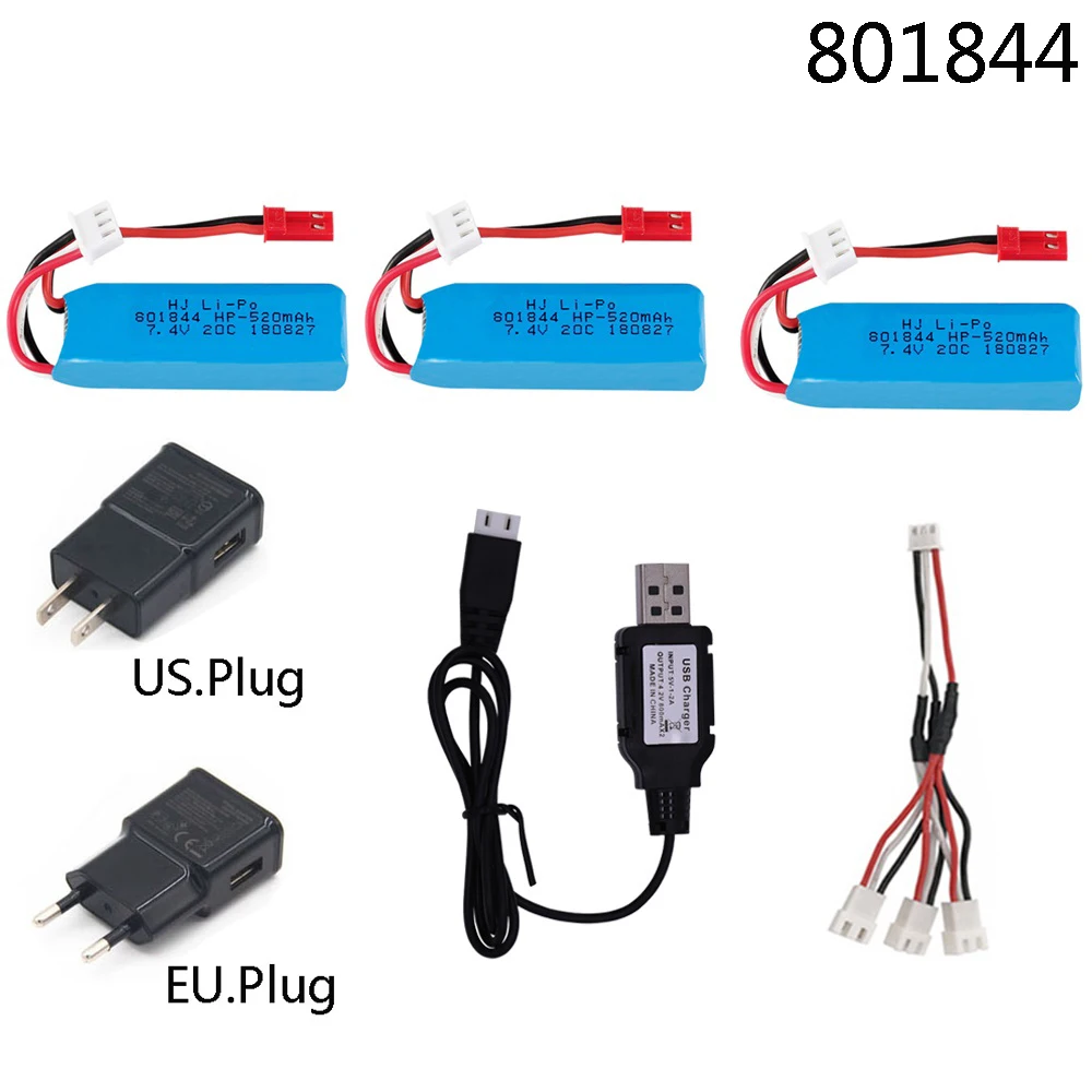 Обновленный 2S 7 4 V 520mAh 20C Lipo аккумулятор с USB зарядным кабелем для WLtoys K969 K989 K999 P929 P939
