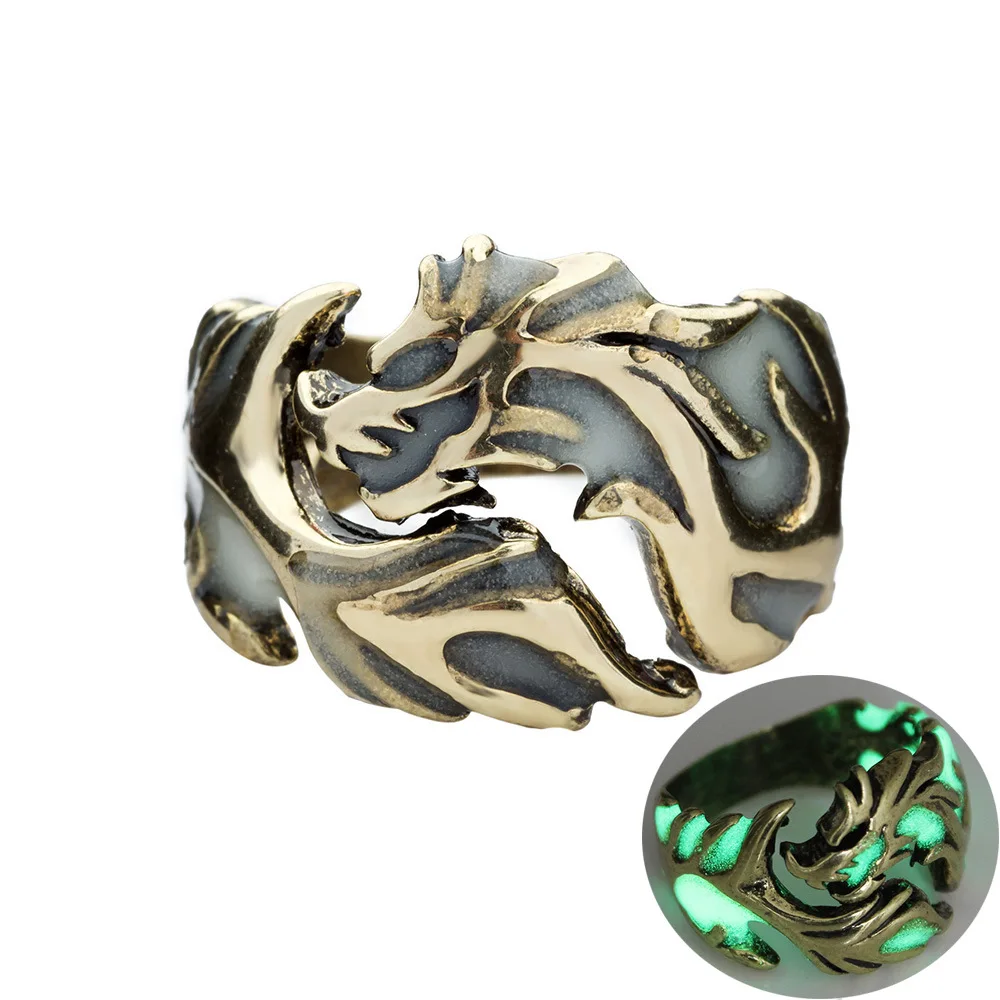 

Popular vogue is hot sell restoring ancient ways man ring can shine dragon domine glows ring