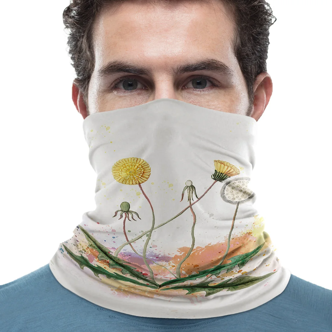 Универсальный шарф с акварельным диким растением и желтым цветком для мужчин