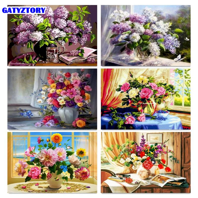 

Gatyztory Flower Picture By Numbers Painting Children 60x75cm Frame On Canvas Modern Coloring Numbers For Living Room