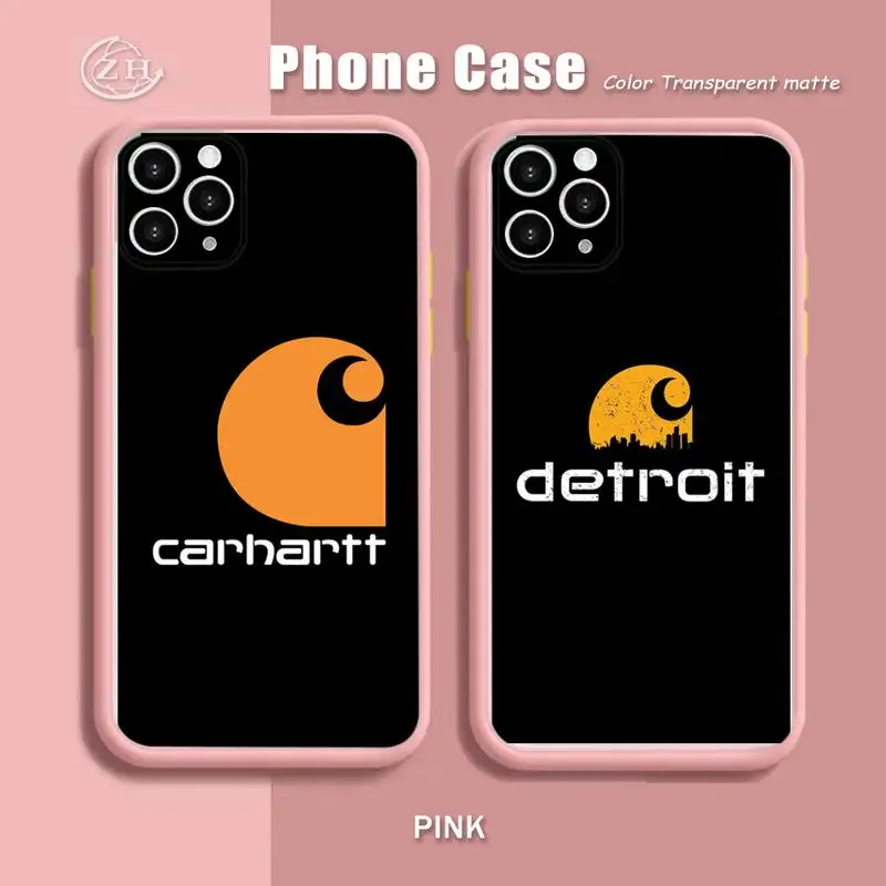 

Famous Brand Carharttes Phone Case For IPhone 12 11 Pro Max X XR XS Max 7 8 Plus Candy Color Cover Case