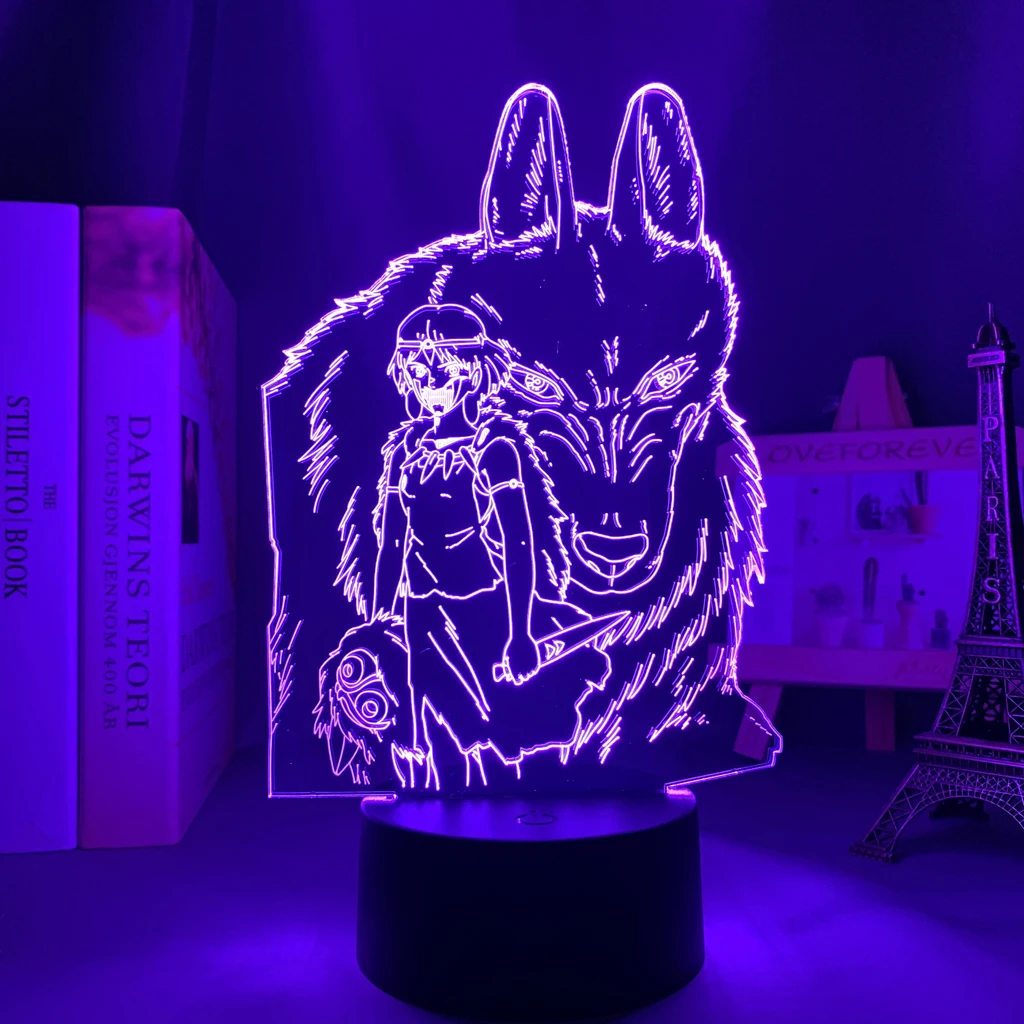 

Led Light Anime Princess Mononoke for Kids Bedroom Decor Night Light Brithday Gift Manga Room Desk 3d Lamp Princess Mononoke