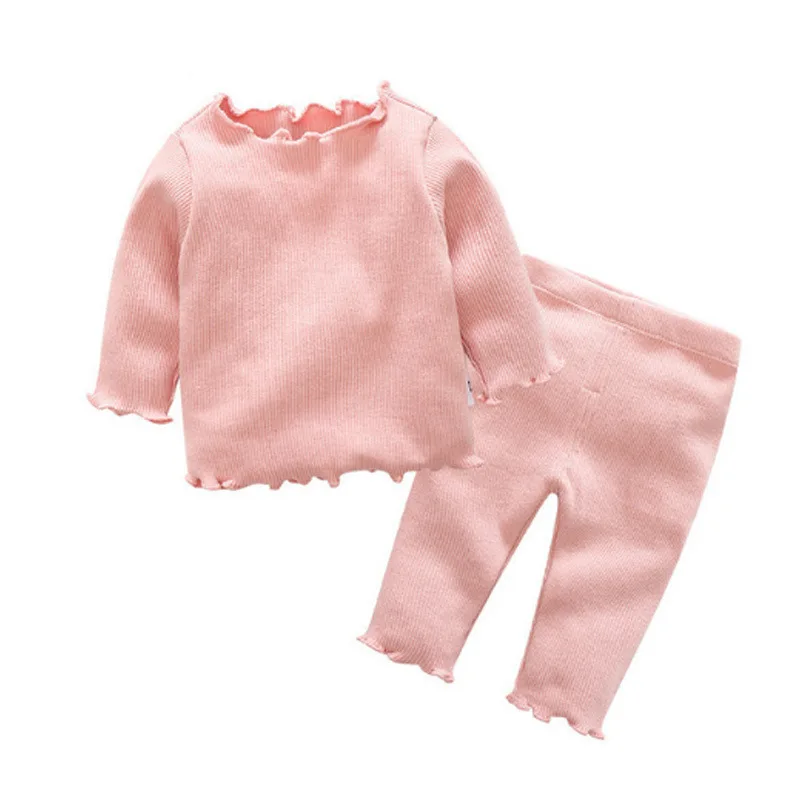 

Newborn Baby Clothing Set Knitted Solid Tops+Pants 2Pcs Set For Bebes Infant Baby Boys Girls Clothes Suits Outfits A0035