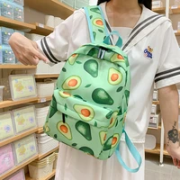 avocado print backpack for teenager women fashion student bookbag water proof backpack for women 2022 nylon bag
