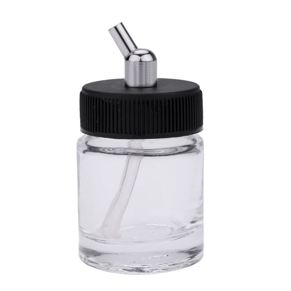 

10PCS Airbrush Glass Bottles Air Brush Bottle (Jars) with 30° Angle Adapter Lid Assembly Using on Dual-Action Airbrushes