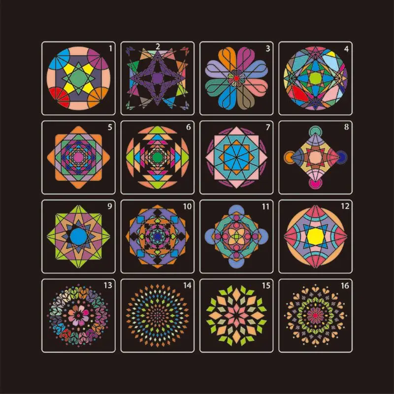 16 шт./компл. Мандала Трафарет Шаблон Линейка для рисования доска DIY альбом