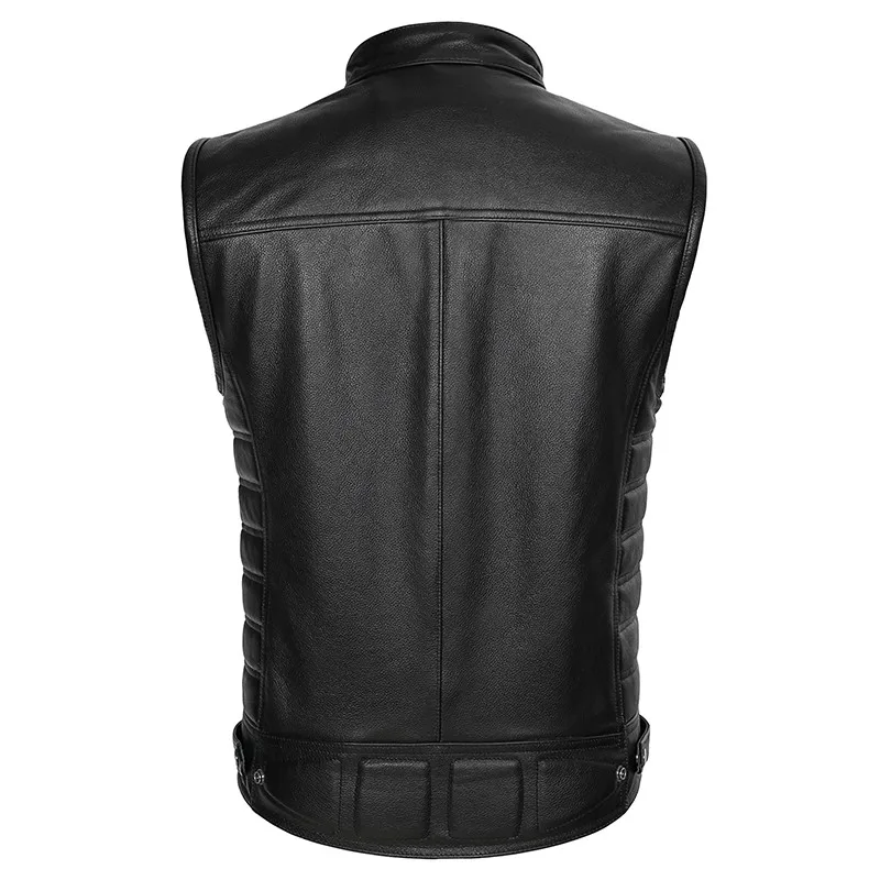 

American 2021 New Men Bikers Leather Vest Plus Size 4XL Genuine Cowhide Spring Slim Fit Motorcycle Vest FREE SHIPPING Waistcoat