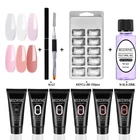 Наборы для полигеля для ногтей MIZHSE, Камуфляжный цвет, форма для ногтей, кристаллический УФ-гель для ногтей, кисть для быстросохнущего геля для дизайна ногтей