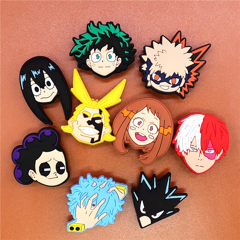 1pcs Japanese Manga Shoe Charms Hot Anime My Hero Academia PVC Shoe Accessories Decoration Fit Croc Jibz Party Kids Gifts U290
