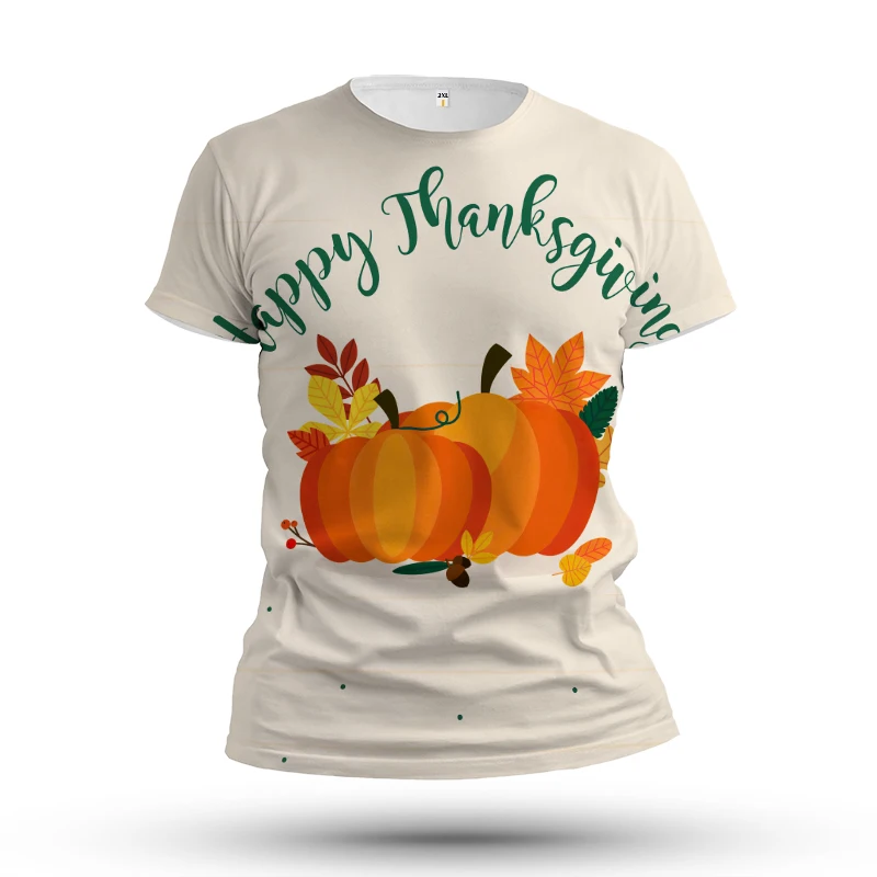 

Thanksgiving Series Pumpkin Theme Men's 3D Printed T-shirt Simple Style Comfortable Fashion Casual Oversized Top