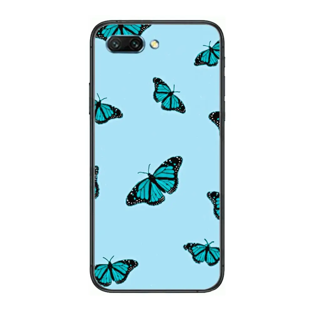 

Sky & Butterfly Pattern clear Phone Case For Huawei Honor 10 9 8 7 N Pro Lite A C RU Black Etui Coque Hoesjes comic fashion