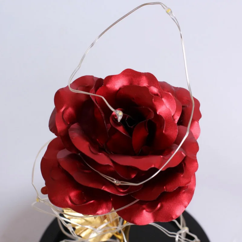Eternal Flower Immortal Flora With LED Light String In Glass Dome On Wooden Base The Best Valentine's Day Gift For Women Girl | Дом и сад