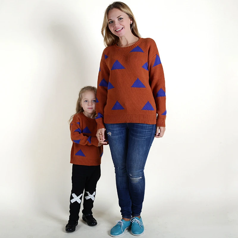 Girls Cardigan Family Matching Clothes Mommy and Me Christmas Outfits 2019 Winter Baby Toddler Girl Sweaters O-neck Full Sleeve | Мать и