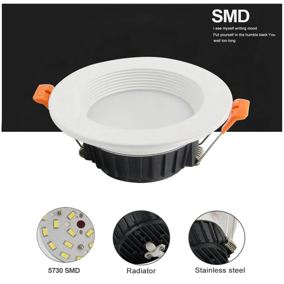 Суперъяркий светодиодный потолочный светильник 5730 SMD с регулируемой яркостью 7