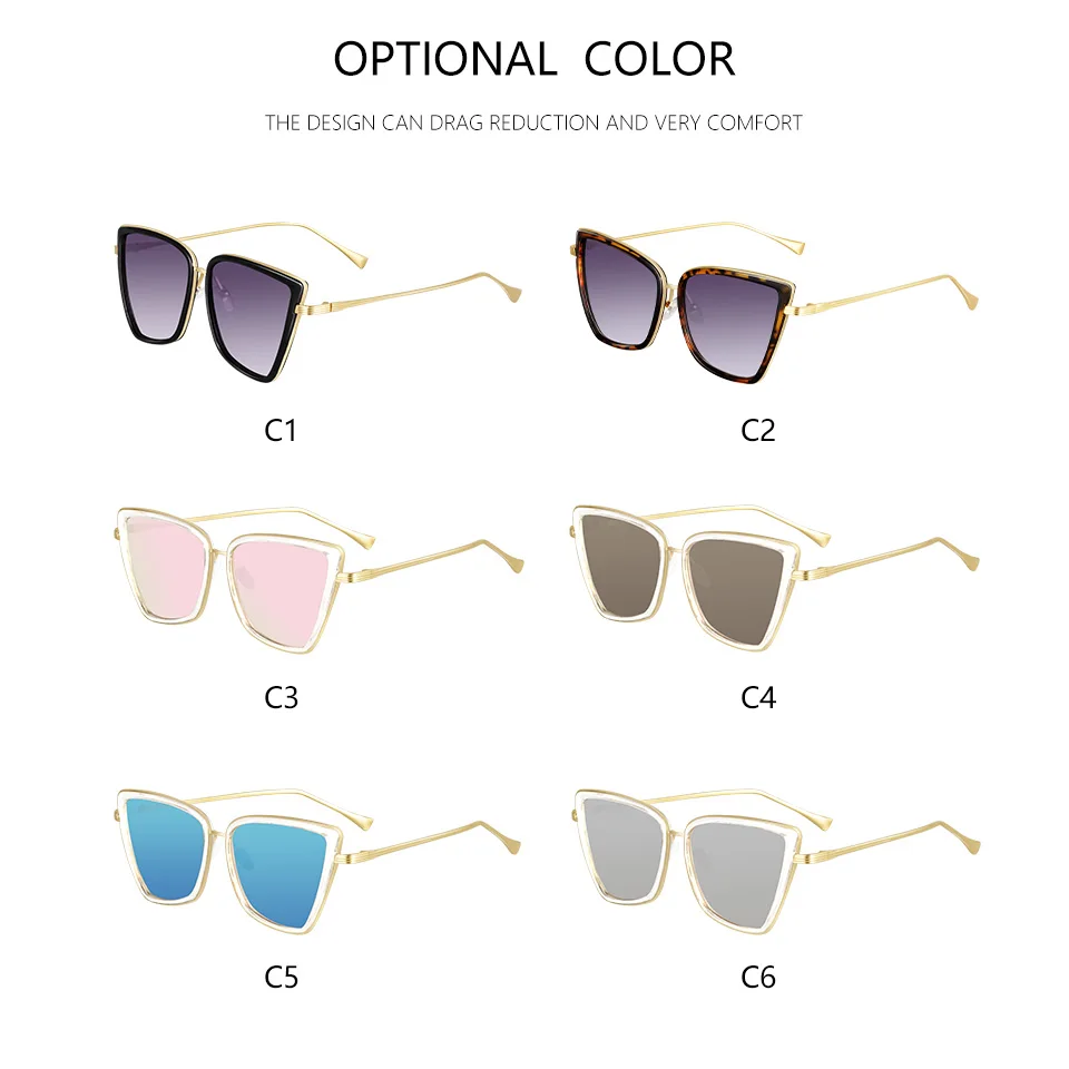 Новые брендовые дизайнерские солнцезащитные очки Cateye, женские винтажные металлические очки, зеркальные ретро очки Lunette De Soleil Femme UV400