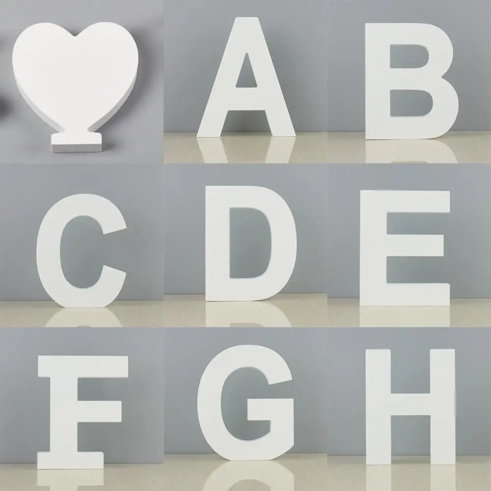 

1pc DIY Home Decor White Wooden Letter English Alphabet DIY wood Art Craft Free Standing Heart Wedding Decoration