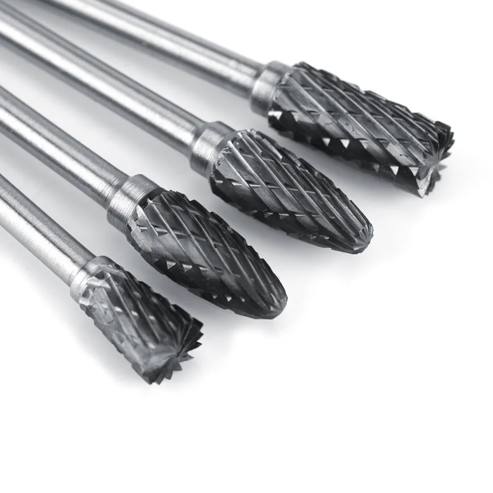 

10pcs Rotary Burrs Tungsten Carbide Steel Rotary Files Burr Set 3mm Shank 6mm Cutting Head Diameter Metalworking Tool