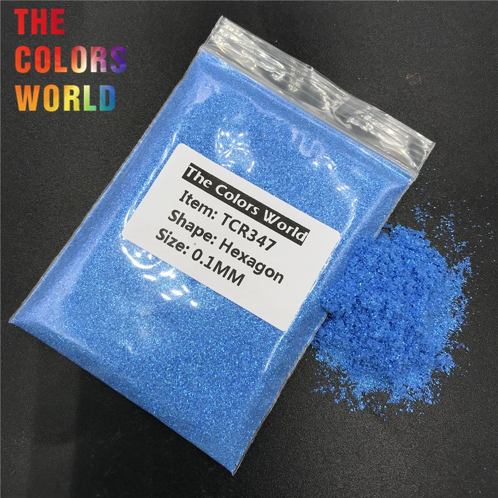 TCR347 переливчатая Радуга небесно-голубого цвета Шестигранная форма ногтей для УФ
