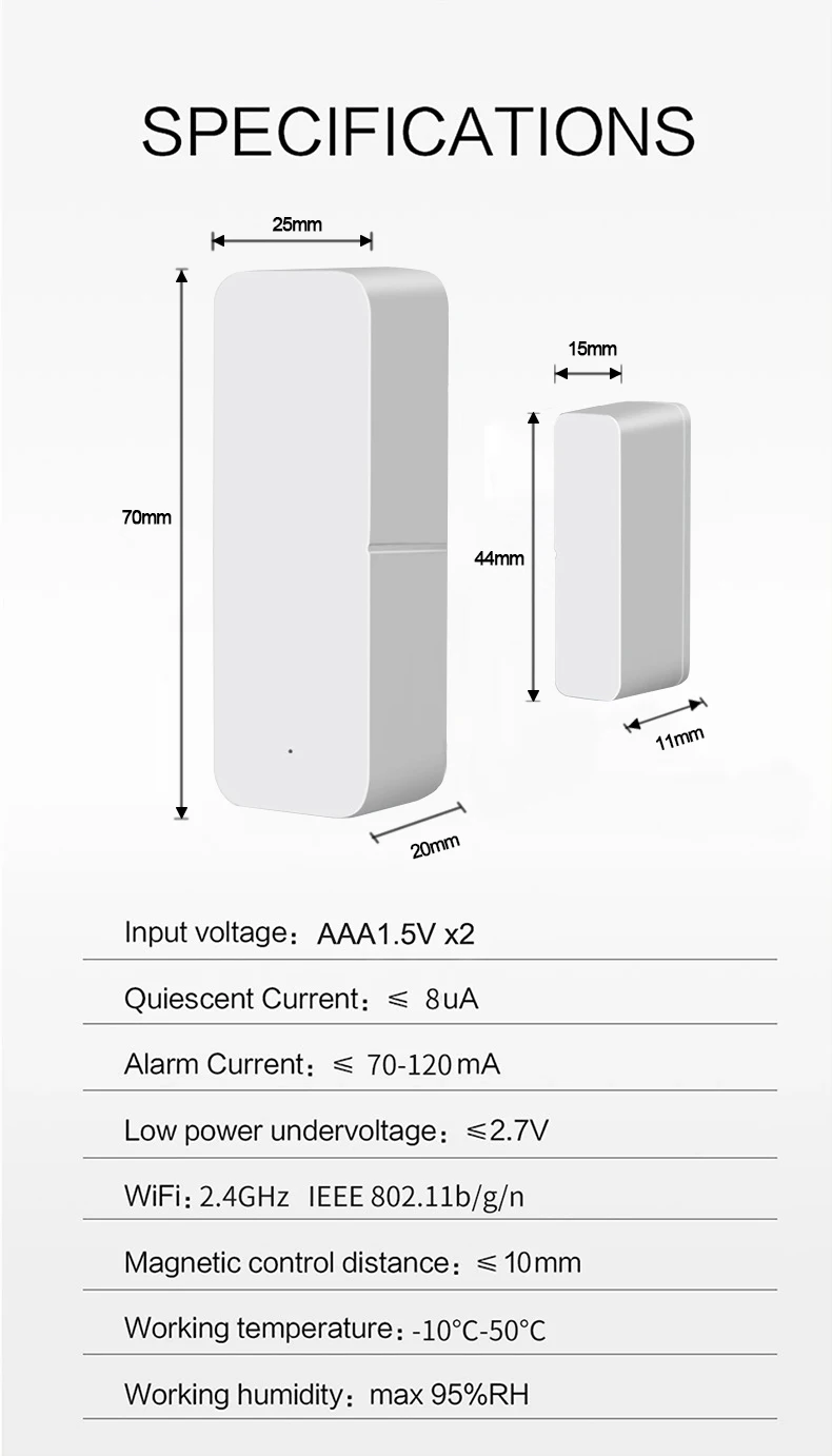 

Tuya Zigbee Smart Door And Window Sensor Smart Life APP Zigbee Smart Door Magnetic Graffiti Smart Door And Window Sensor