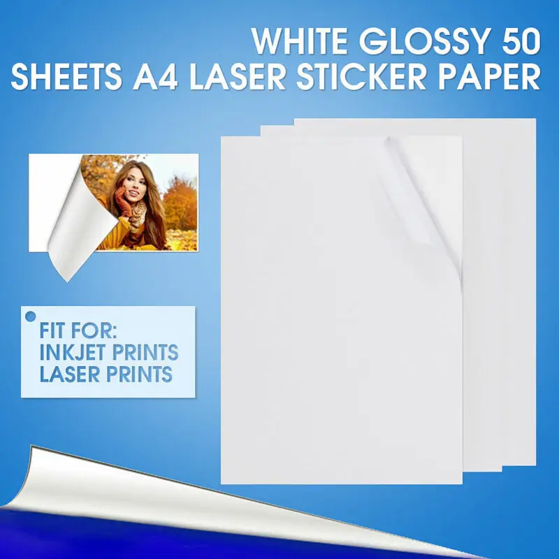 

50 inkjet waterproof A4 stickers for photo and photo dry adhesive labels laser inkjet printer copier craft paper