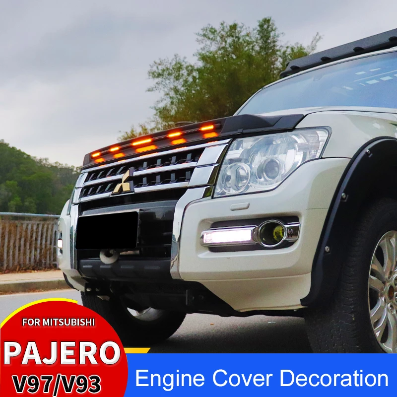 Для Mitsubishi Pajero Hood Trim Flow Light V97 V93 V87 Защита крышки двигателя Перегородка внешняя