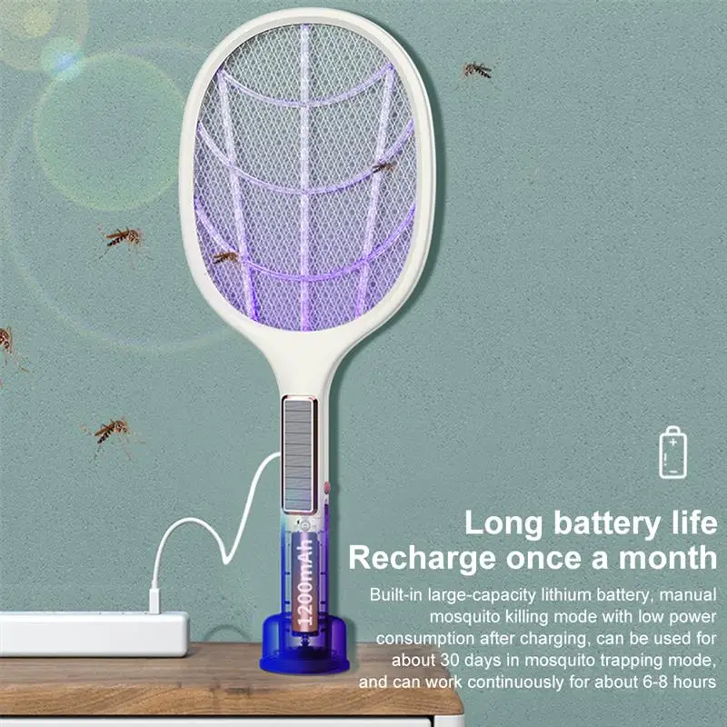 

3000V Electric Mosquito Killer With UV Lamp USB 1200mAh Rechargeable Bug Zapper Summer Fly Swatter Trap Home Bug Insect Racket